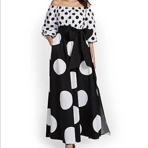 Black and white polka dot off shoulder dress